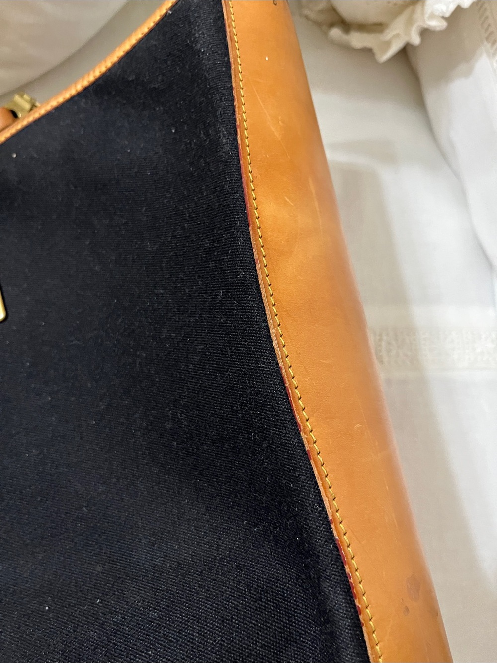 Dooney & Bourke Black Canvas Satchel with Tan Leather Trim - Picture 6 of 8